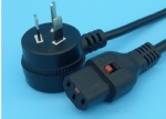 澳大利亞電源線（SAA電源線）三芯彎頭背部帶插座10A澳大利亞SAA認證規標準AC電源連接線豬尾部插頭