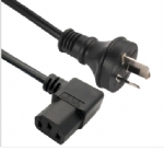 澳大利亞電源線三芯奧標(biāo)10A插頭，IEC 60320 C13彎頭 右轉(zhuǎn)，左轉(zhuǎn)品子尾，電腦插，SAA認(rèn)證安規(guī)標(biāo)準(zhǔn)AC電源連接線
