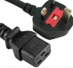 英國(guó)電源線 (UK電源) 帶保險(xiǎn)絲，注塑式大英插頭，IEC 60320 C19母插，服務(wù)器，數(shù)據(jù)庫(kù)，PDU電源線， BSI1363A，ASTA安規(guī)認(rèn)證
