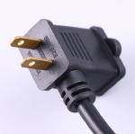 美國電源線 (UL電源線) NEMA 1-15P 尾部帶插座，兩芯帶背部插座插頭，美國UL加拿大cUL認證安規標準AC電源連接線